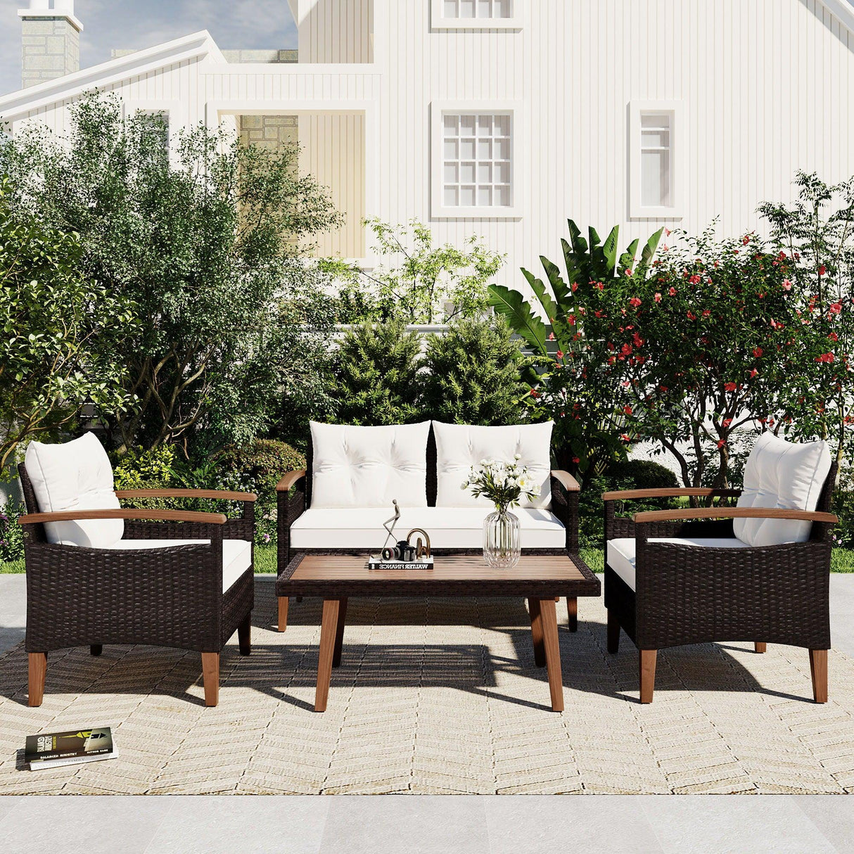 4 Piece Garden Furniture, Patio Seating Set - Furniture Home Direct