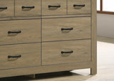 Finn - Oak Finish Dresser With 6 Drawers And Black Handles - Coffee Gray - Furniture Home Direct