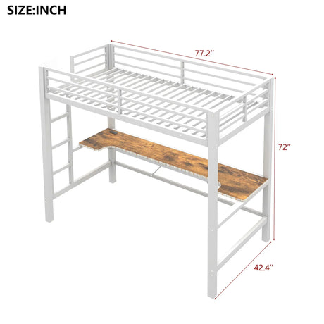 Gaming Metal Loft Bed Frame With LED Light, USB Charge Station And Desk - Furniture Home Direct