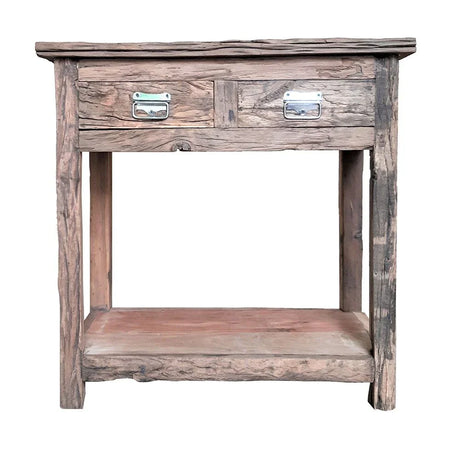 Rustic 2 Drawer Kitchen Island - Wood - Furniture Home Direct