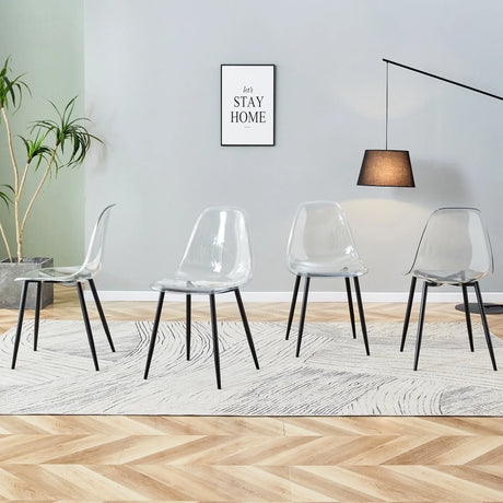 Dining Chairs Acrylic Modern Set 4 Pack Slim Clear - Furniture Home Direct