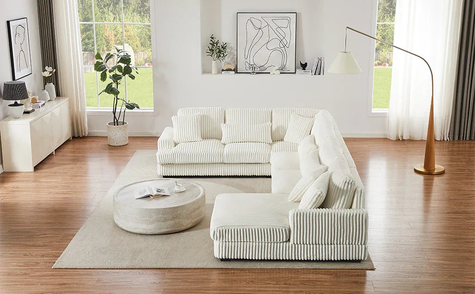 Sectional Sofa U Shaped Oversized With Chaise Beige - Furniture Home Direct