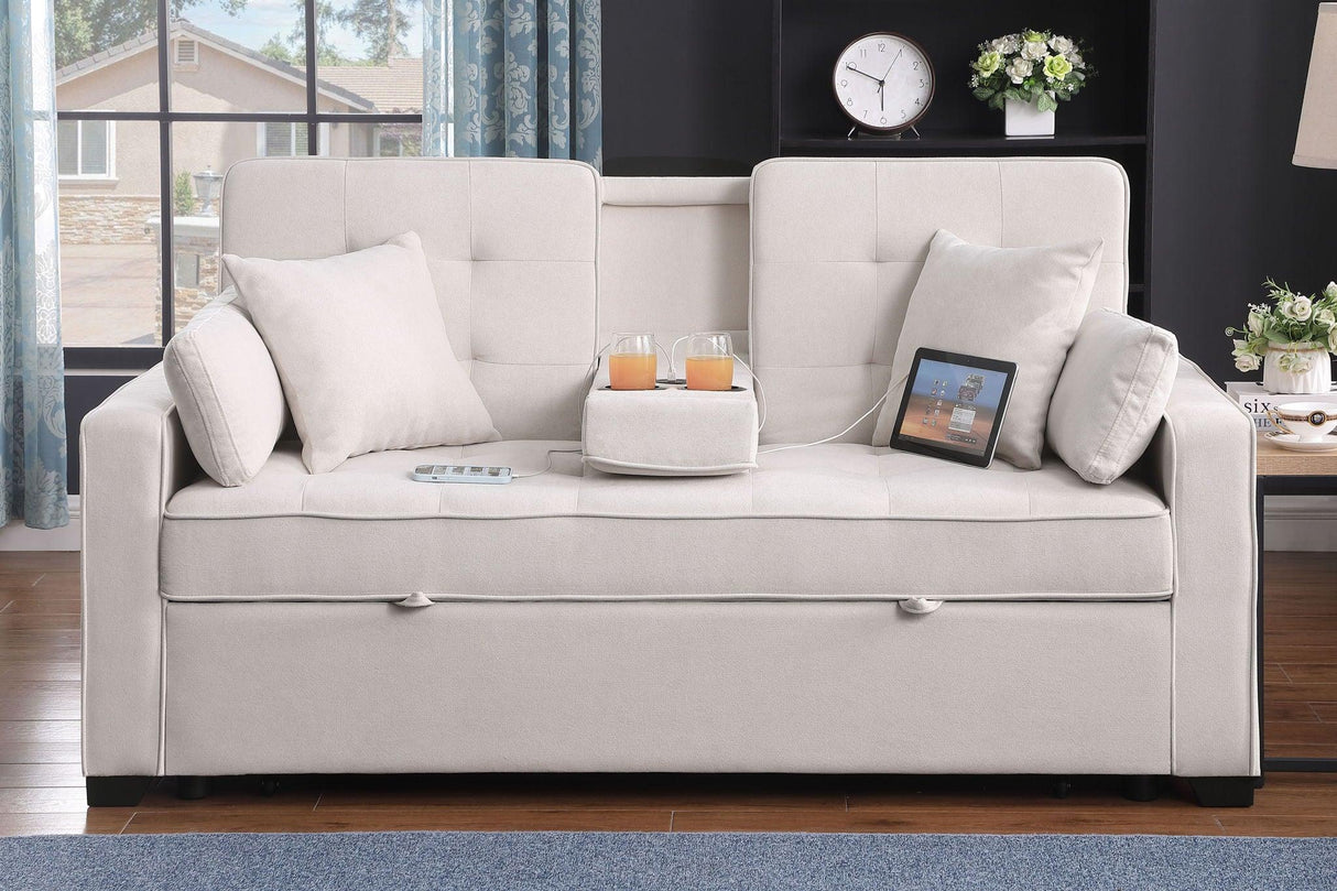 Cody II - 69.5"W Woven Fabric Convertible Sleeper Loveseat with Cup Holder - Furniture Home Direct