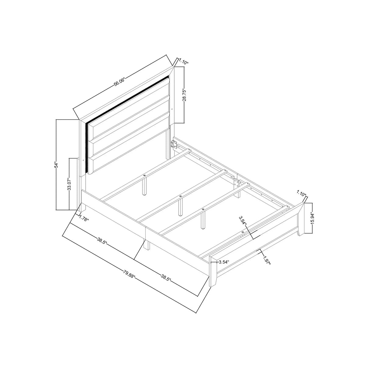 Carlos - Modern Design Bed With LED - Furniture Home Direct