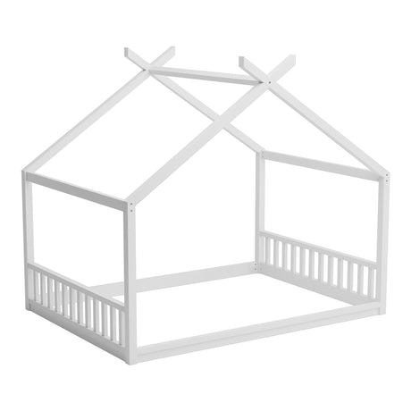 Montessori Pine House Floor Bed With Headboard Footboard