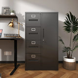 Metal Storage Vertical Filing Cabinet With Lock, 4 Drawers, 1 Door, Steel Construction, School / Office Use - Furniture Home Direct
