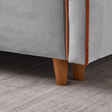 Convertible Comfortable Sleeper Velvet Sofa Couch with Storage for for Living Room Bedroom Sofabed Gray - Furniture Home Direct
