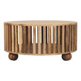Slatted Round Coffee Table - Beige - Furniture Home Direct