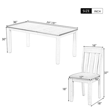 Dining Table Set Retro Style With Extendable Table And Upholstered Chairs - Furniture Home Direct