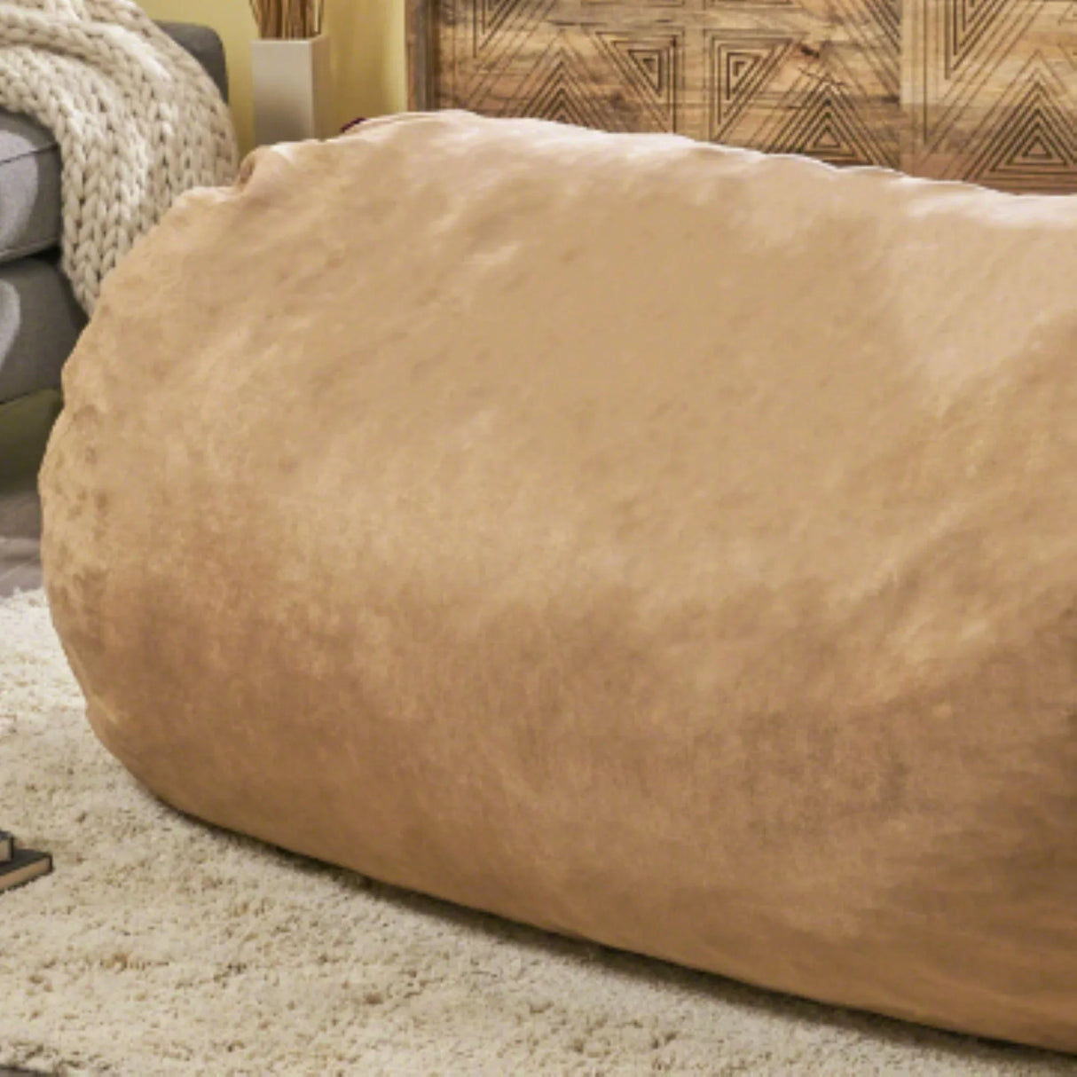 Jasper - Traditional Cylindrical Suede Bean Bag - Furniture Home Direct