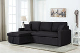 Paisley - Linen Fabric Reversible Sleeper Sectional Sofa With Storage Chaise - Furniture Home Direct