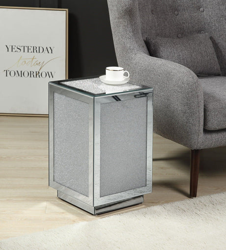 Noralie - Mirrored Faux Dimaonds Accent Table - Silver - Furniture Home Direct