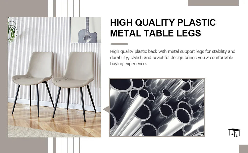 Dining Chairs Faux Leather Set Of 6 Modern Light Gray - Furniture Home Direct