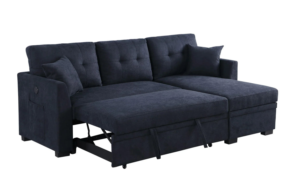 Sectional Sofa Bed L Shaped Sofa Couch Bed With USB Port, Reversible Chaise With Storage - Furniture Home Direct