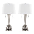 Jules - Contemporary Table Lamp Built In USB Port (Set of 2) - Nickel / White - Furniture Home Direct