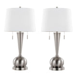 Jules - Contemporary Table Lamp Built In USB Port (Set of 2) - Nickel / White - Furniture Home Direct