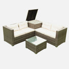4 Piece Patio Sectional Wicker Rattan Outdoor Furniture Sofa Set With Storage Box - Furniture Home Direct