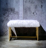 Bagley II - Bench Faux Fur - White / Gold - Furniture Home Direct