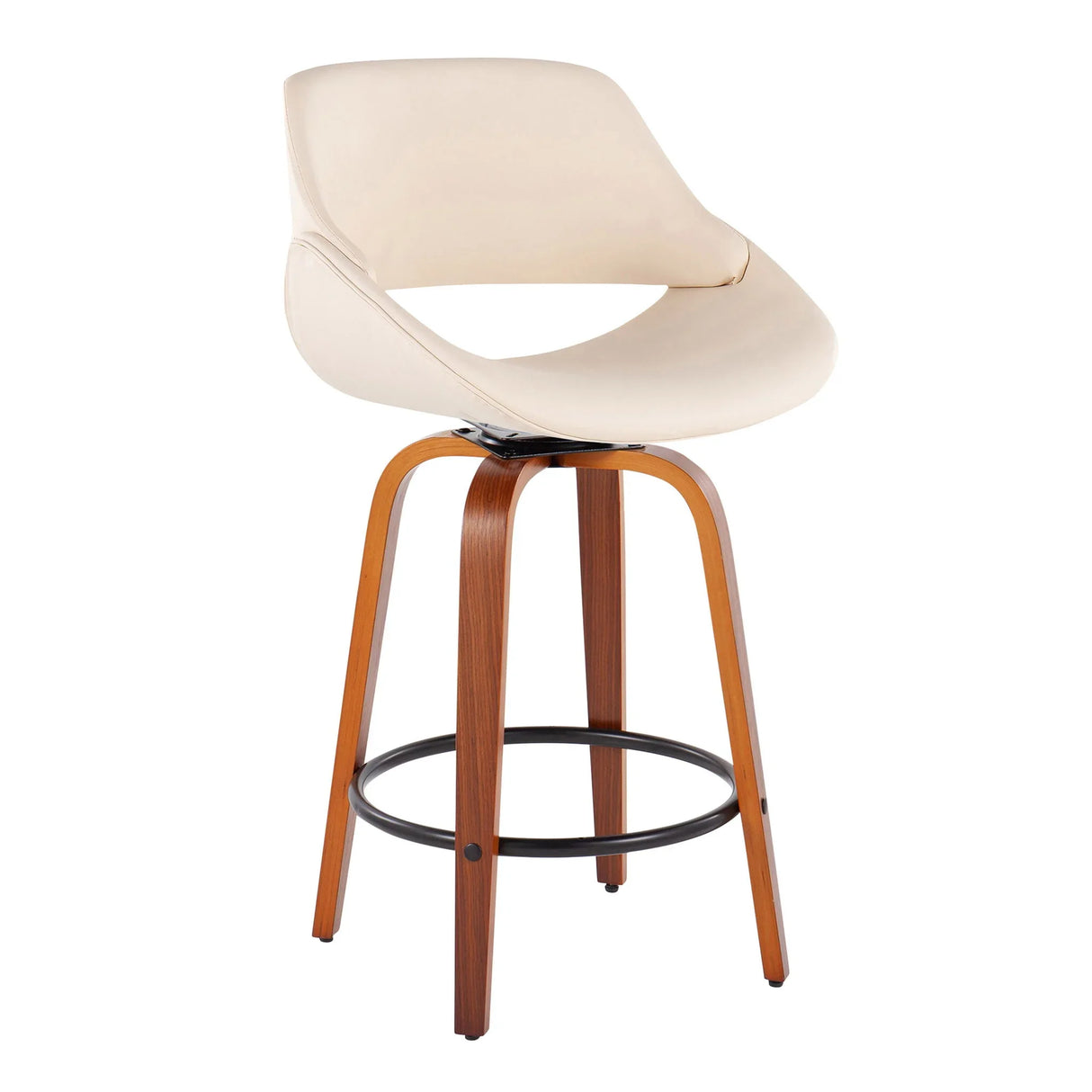 Fabrico - Mid Century Modern Fixed Height Counter Stool And Round Footrest (Set of 2) - Furniture Home Direct