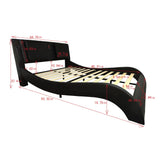 Queen Size Upholstered Platform Bed Frame With LED Lighting, Bluetooth Connection To Play Music Control, Backrest Vibration Massage, Curve Design, Wood Slat Support, Exhibited Speakers - Black - Furniture Home Direct
