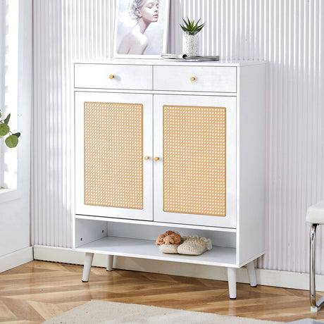 Modern Minimalist Rattan Shoe Cabinet, Elegant Storage Solution - Furniture Home Direct