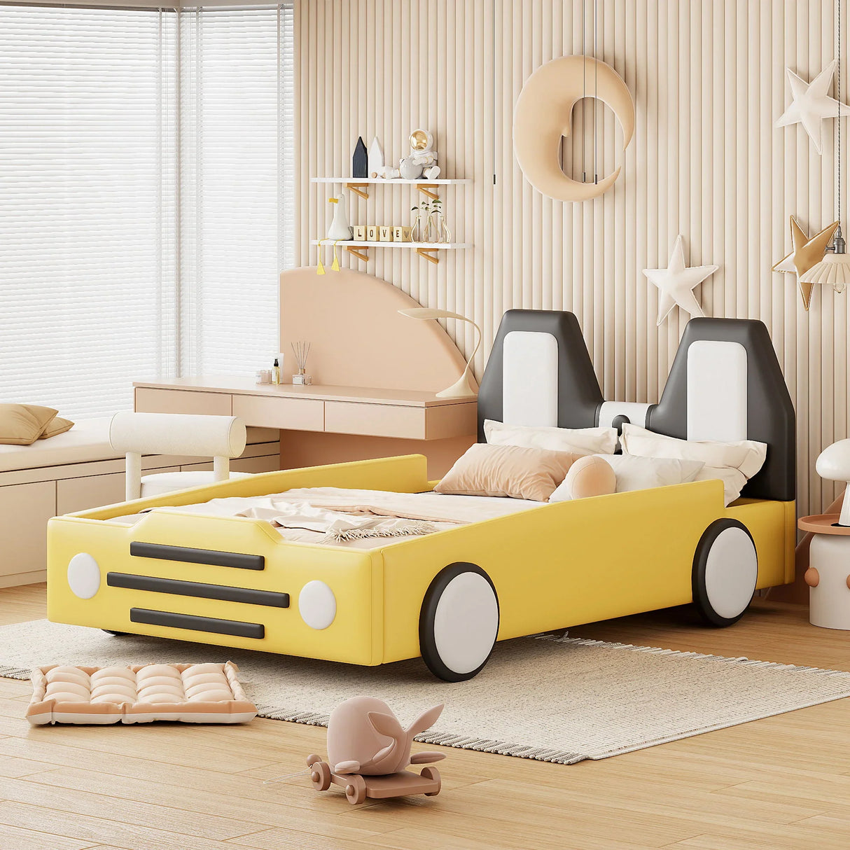 High Quality Race Car Shaped Platform Bed & Wheels - Furniture Home Direct
