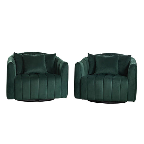 Upholstered Oversized 360° Swivel Accent Barrel Chair And Half Cozy Sofa With 3 Pillows - Furniture Home Direct
