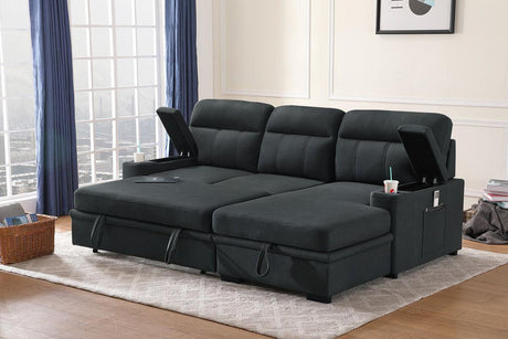 Kaden - Sleeper Sectional Sofa Chaise With Storage Arms And Cupholder - Furniture Home Direct