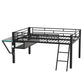Modern Gaming Mid Loft Bed With Desk And LED Lights - Furniture Home Direct