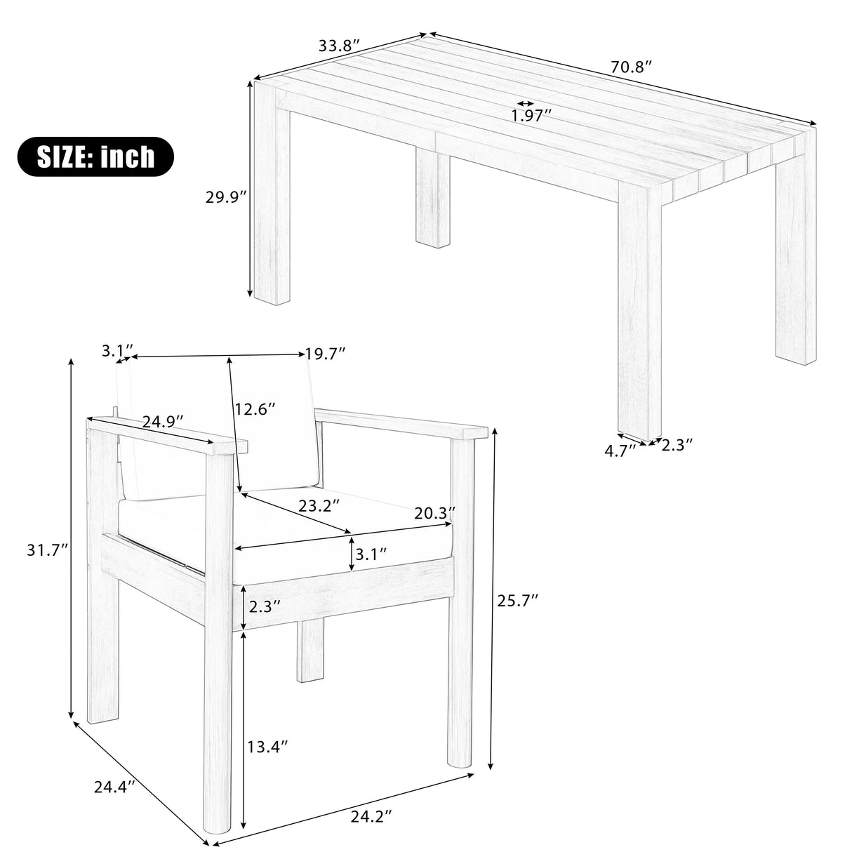 7 Piece Patio Dining Table Set - Furniture Home Direct