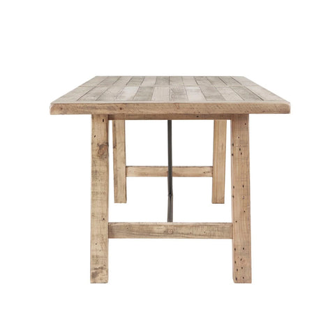 Rustic Dining Table With Metal Support - Natural - Furniture Home Direct