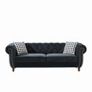 Chesterfield Velvet Upholstery Fabric Sofa With Roll Armrest & Nailhead - Furniture Home Direct