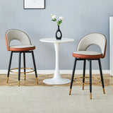 Counter Height Bar Stool Set of 2 Leatherette Brown White - Furniture Home Direct