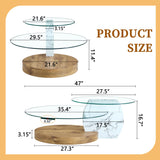 Contemporary Artistic Double Layer Coffee Table,Tempered Glass Top - Furniture Home Direct