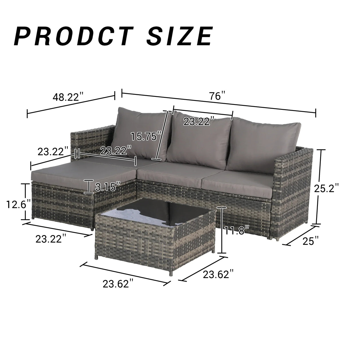 Outdoor Sectional Set with Ottoman - Furniture Home Direct