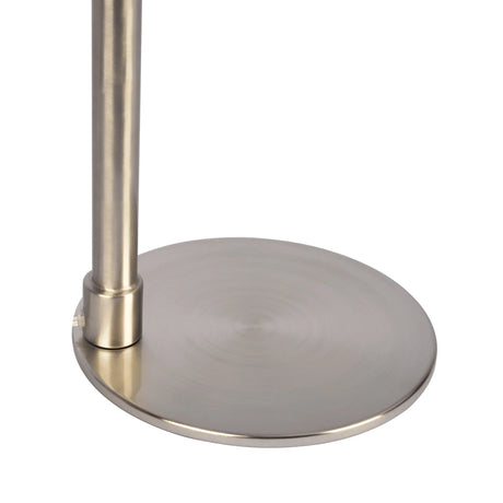 Horizon - Table Lamp With On / Off Switch Curved Base Linen Shade - Brushed Nickel / Silver / White - Furniture Home Direct