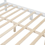 Platform Bed Full Size Wood Slat Support Headboard White - Furniture Home Direct
