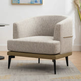 Modern Two-Tone Barrel Chair, Upholstered Round Armchair For Living Room Bedroom Reading Room - Furniture Home Direct
