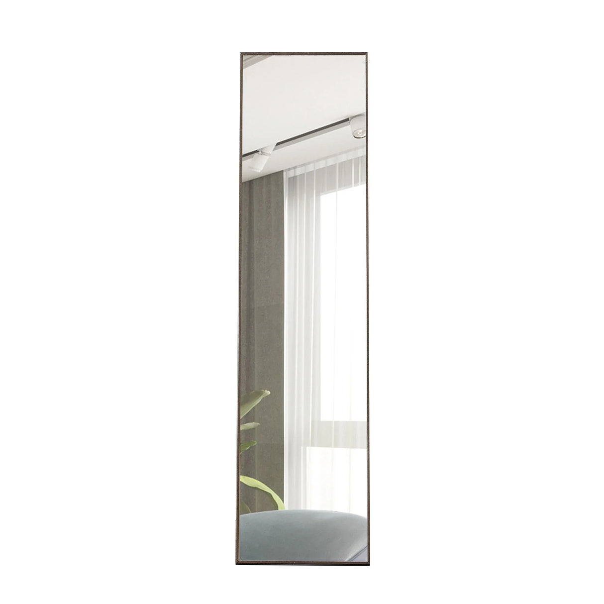 Solid Wood Frame Minimalist Mirror, Bathroom Bedroom Wall Mirror. Enhance Modern Interior Design - Gray / Transparent - Furniture Home Direct