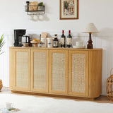 Contemporary Wave Shaped TV Stand With Rattan Doors - Furniture Home Direct
