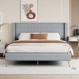 Platform Contemporary Bed With Legs And Upholstered Headboard - Furniture Home Direct