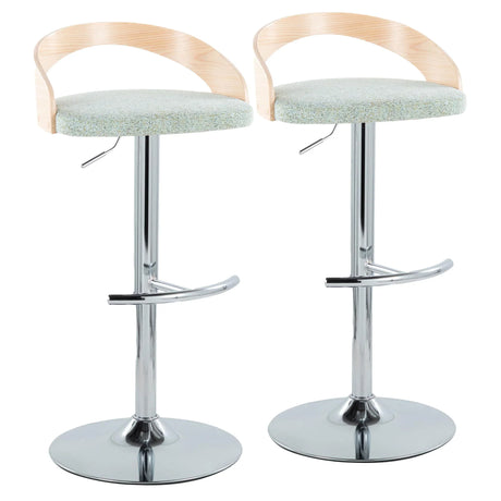 Grotto - Contemporary Adjustable Barstool, Swivel With Rounded T Footrest (Set of 2) - Furniture Home Direct