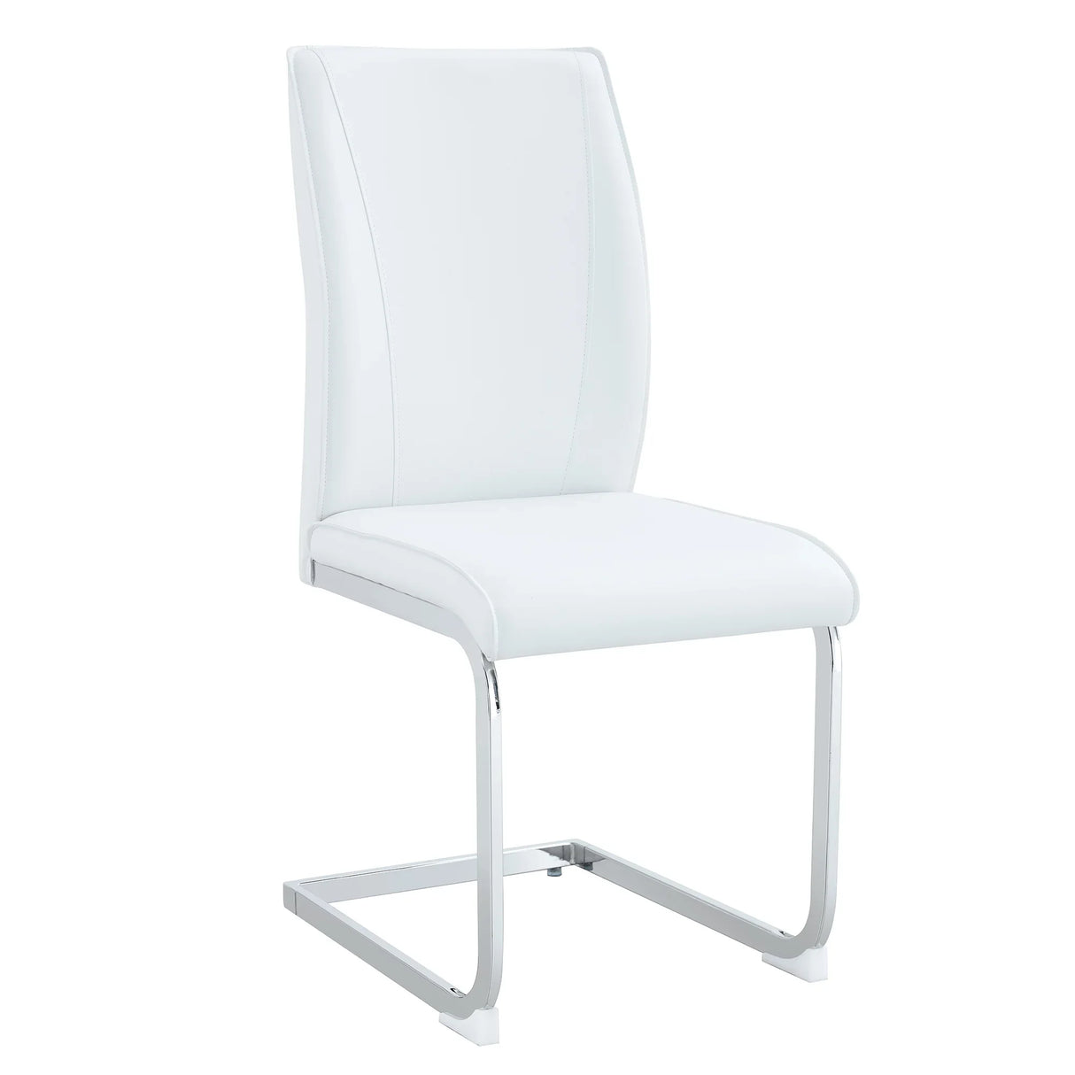Dining Chairs Set Modern PU Upholstered Chrome White - Furniture Home Direct