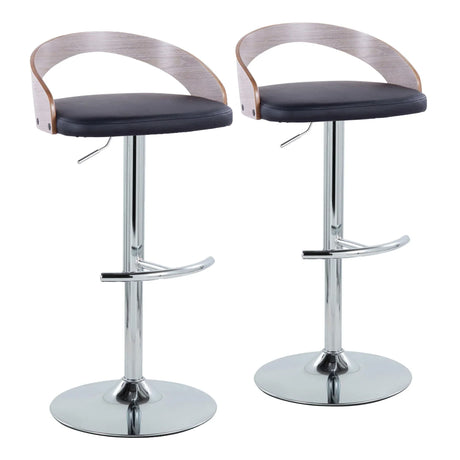Grotto - Contemporary, Adjustable Barstool With Swivel With Rounded T Footrest (Set of 2) - Furniture Home Direct
