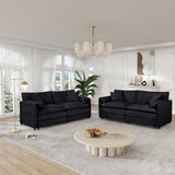 Modern Chenille Oversized Deep Seat Luxury 2 Piece Sofa Set With 4 Pillows - Furniture Home Direct