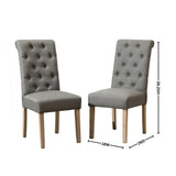 Dining Set 7 Piece Tufted Chairs Wood Table Beige Brown - Furniture Home Direct