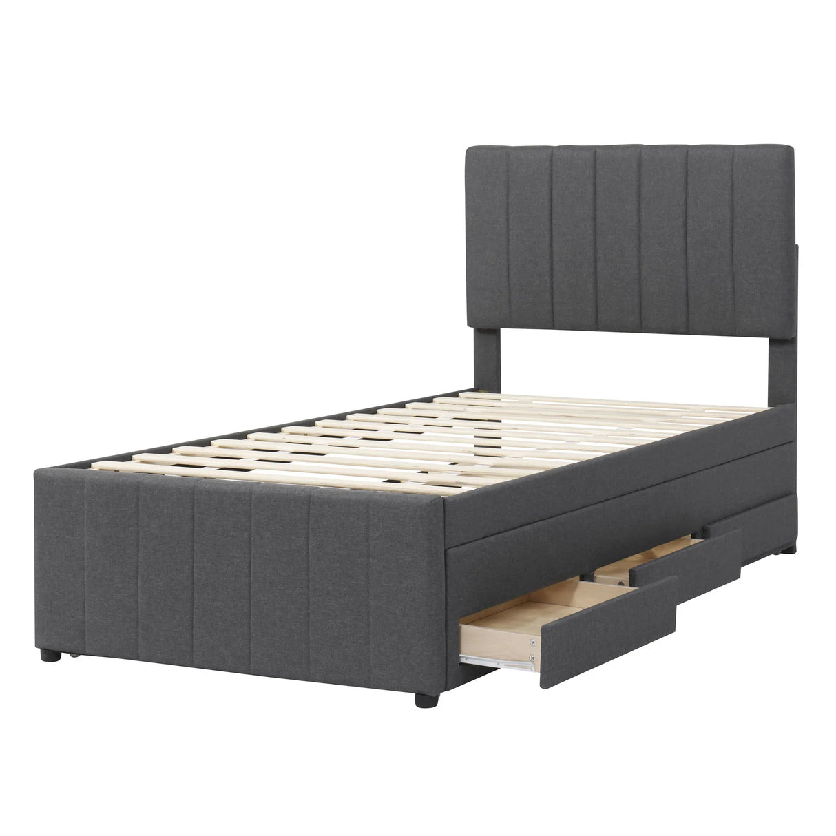 Upholstered Design Platform Bed With Trundle - Furniture Home Direct