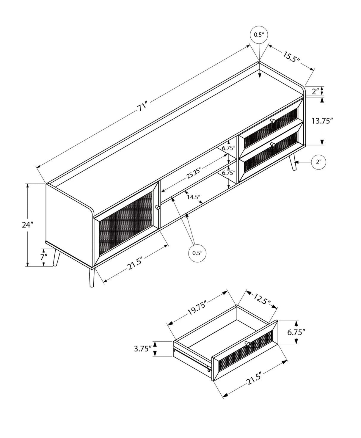 TV Stand, Console, Media Entertainment Center, Storage Cabinet, Transitional - Furniture Home Direct