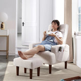 Living Room Sofa Single Chair And Ottoman, Modern Multi-Function Fabric Living Room Sofa Lounge Chair Bed And Stool. Soft Leisure Single Chair Adjustable Into 5 Angles With Sofa Bed - Furniture Home Direct