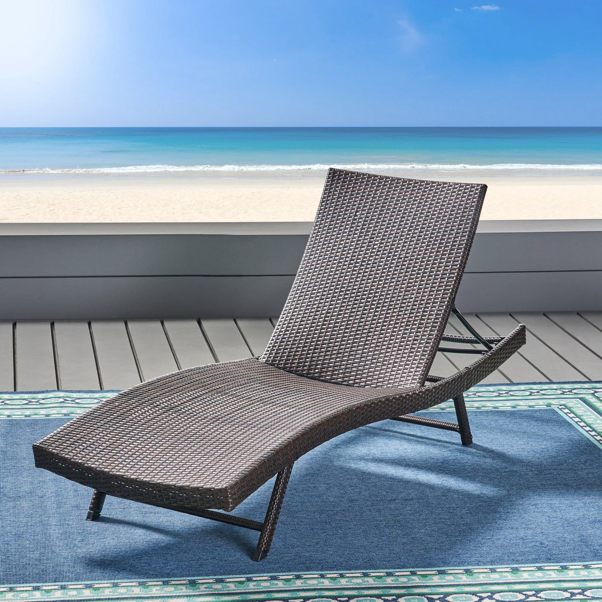 Wicker Chaise Lounge - Brown - Furniture Home Direct